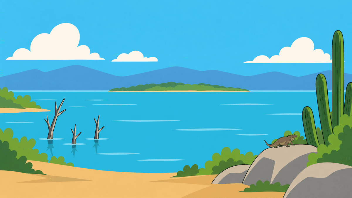 Paisaje del Lago Enriquillo e Isla Cabritos